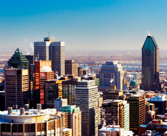 The skyline of Montreal, Quebec in Canada