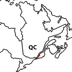 The location of Montreal in Quebec, in Eastern Canada