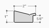 This unique frame with a raw wood face features long edge grain texture and a deep brown wash.  The frame forms a shallow V, with the matte black inner lip sloping out and then rising again (see illustration). The outer drop edge is also matte black.

2 " width: ideal for medium size artwork.  The modern style of this frame makes it a great match to more contemporary paintings and photography.