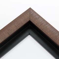 This brown with caramel stain floater frame, features a slight lifted curved profile with darken lines and natural wood finish.

Ideal for medium and large artworks. The clean modern lines and natural details of this frame make it the perfect fit for a wide variety of paintings, photos and giclee prints.